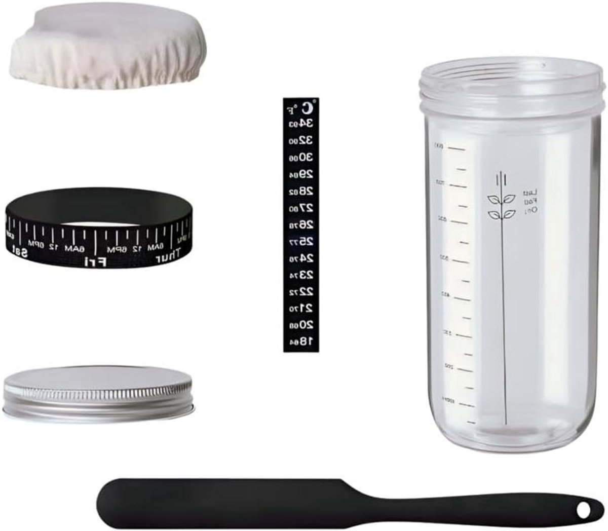 Zuurdesem Starter Kit - Brood Bakset - Zelf Brood Bakken - Glazen Fermentatiepot - 1000ml - Willekeurige Kleuren