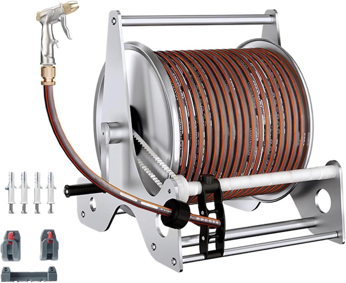 Metalen Slanghaspel - Slanghouder Tuinslang - Tuin Irrigatie - Handbediende Zwengel - 40 Meter - Zilver