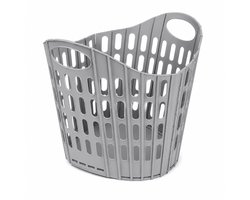Opvouwbare Wasmand Grijs - 18 Liter - Inklapbare Kunststof Wasmand met Handgrepen - Ventilerend en Ruimtebesparend - Ophangbare Wasgoedmand