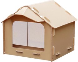 Kattenhuis Buiten - Voederstation Zwerfkatten - Beschermd Voeren - Schuin Dak Ontwerp - 51x50x42 cm - Enkele Attribuut