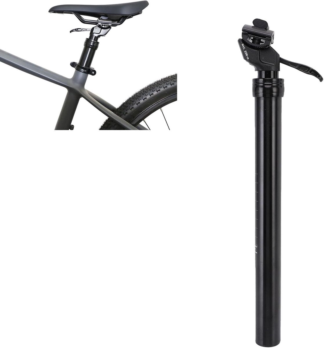 Verstelbare Zadelpen - Dropper Post Fiets - Fietsen Comfort - Handmatige Hoogteverstelling - 309 mm 170 mm - Zwart