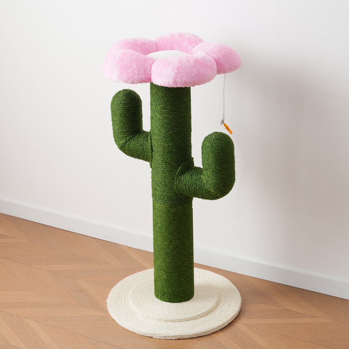DESMIU Krabpaal - 90 cm - Kaktusdesign Met Anti-Kipbeveiliging - Sisal, MDF en Papier - Groen - Voor Krabben, Klimmen en Rusten