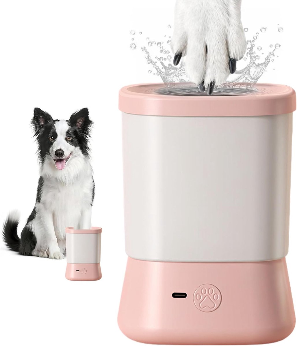 KZQ Elektrische pootreiniger voor honden met 2 snelheden - Automatische voetwasmachine voor kleine tot grote honden en katten - Roze