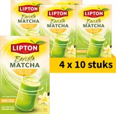 Vier pakken Lipton Barista Matcha Oat Vanilla drankmix, elk met 10 sachets.