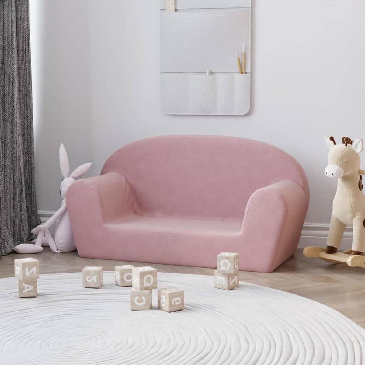 Kindersofa 2-zits - Mini sofa leesbank - Kinderen ontspannen - Zacht pluche materiaal - 84 x 34 x 45 cm