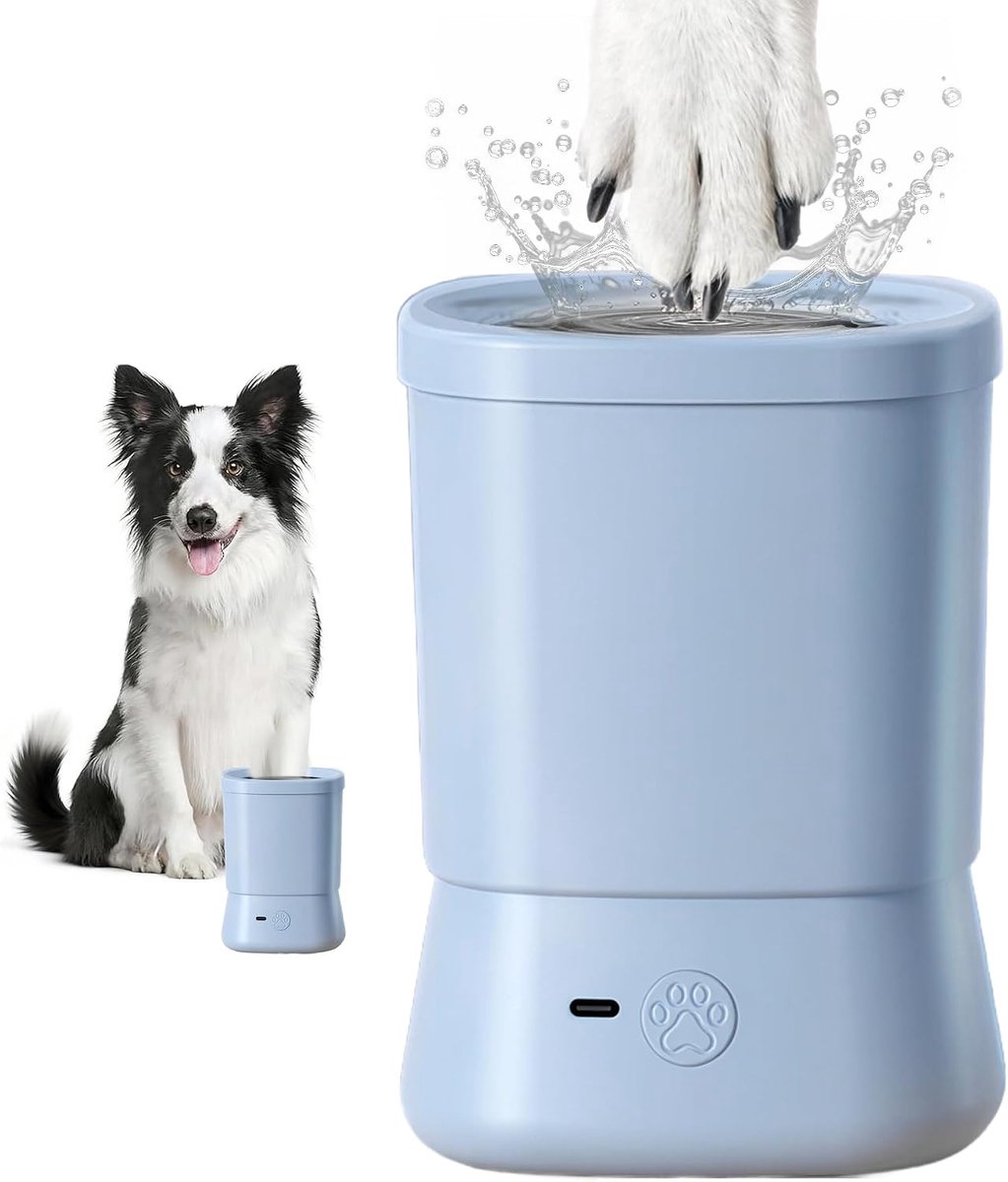 KZQ Elektrische pootreiniger voor honden met 2 snelheden - Automatische voetwasmachine voor kleine tot grote honden en katten - Blauw