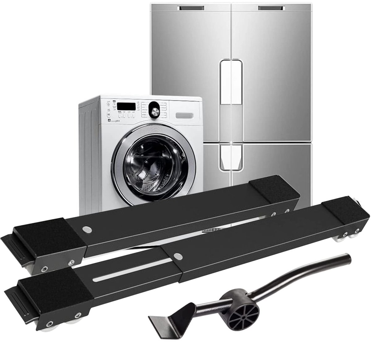 Dailygoods - Wasmachine-onderstel met wieltjes - Verstelbaar en antislip voor stabiliteit
