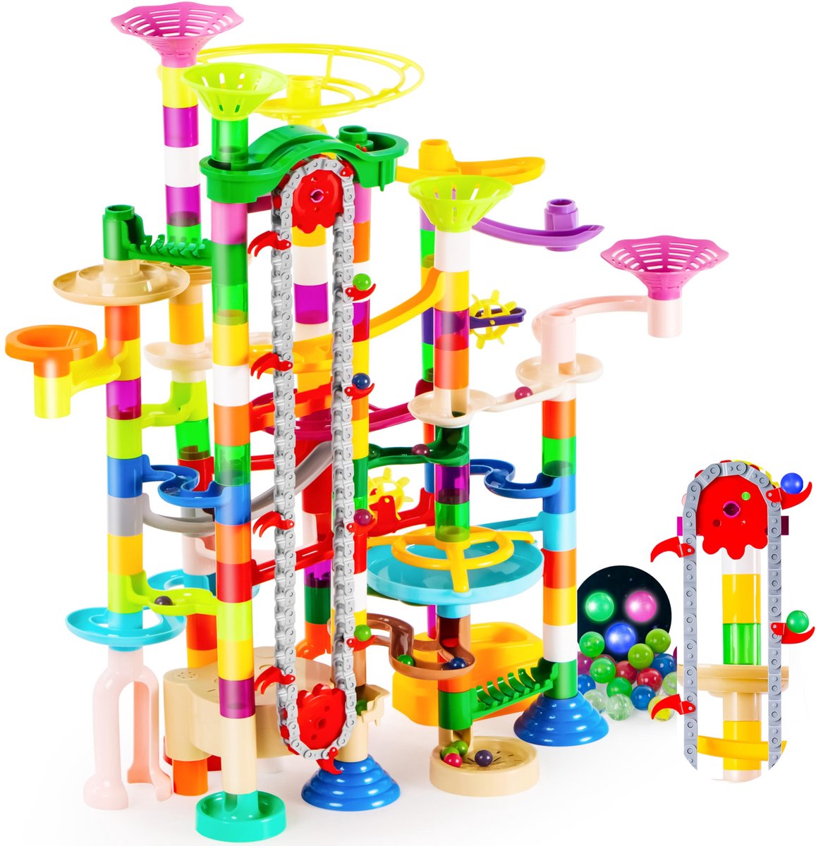 Dailygoods - 236 Stuks Gloeiende Marmeren Run met Gemotoriseerde Lift - Speelgoed