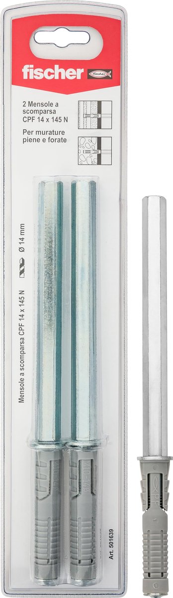 Dailygoods- Planken 14 x 145 cm - Bevestigingsmateriaal - Verborgen ankersysteem - 2 Stuks - Perfecte esthetiek - Geschikt voor baksteen - Plankbeugels