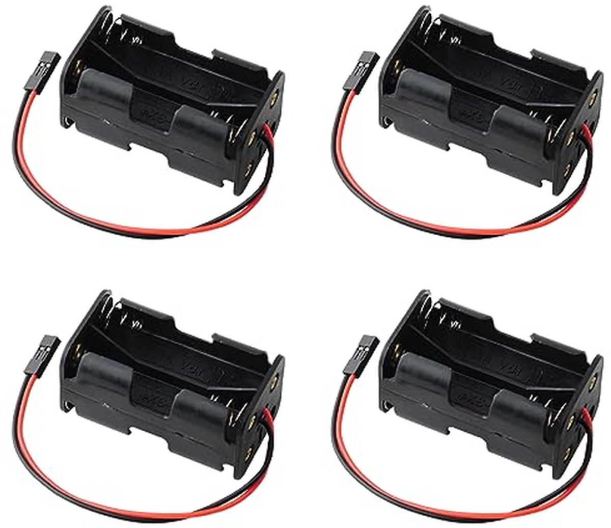 Batterijhouder - Opbergdoos Batterij - RC Servo Testen - 4 Cellen JR Connector - 6 Volt - Zwart