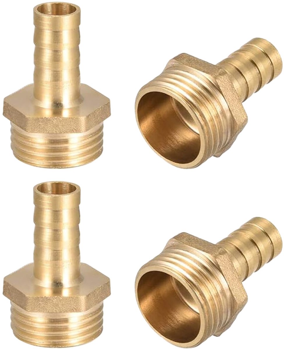 Dailygoods - 4 Stuks Messing Slangnippels - 10mm Slangverbinder met G1/2 Draad