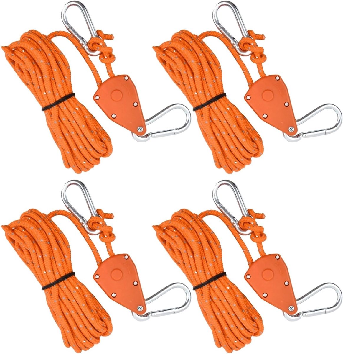 Dailygoods - Reflecterende Tent Touwtjes - Set van 4 Heavy Duty Tent Guy Ropes met Aluminium Versteller