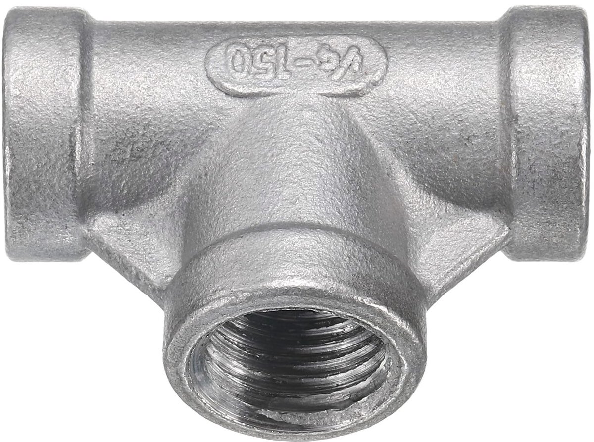 Dailygoods - T-stuk Schroefverbinding 1/4" Vrouwelijk 304 voor Industrieel Gebruik