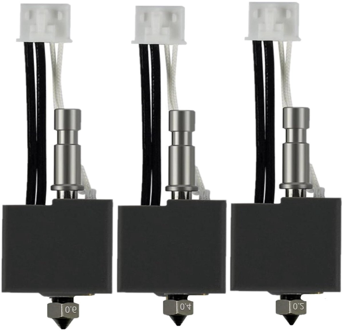 Hotend Kit - Printkop Extruder - 3D Printen - Hittebestendig Messing - 3 stuks - Zilver