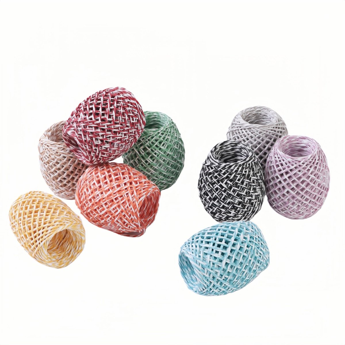 Dailygoods - 9 Rollen Multikleur Raffia Papier Touw - Versiering en Cadeauverpakking