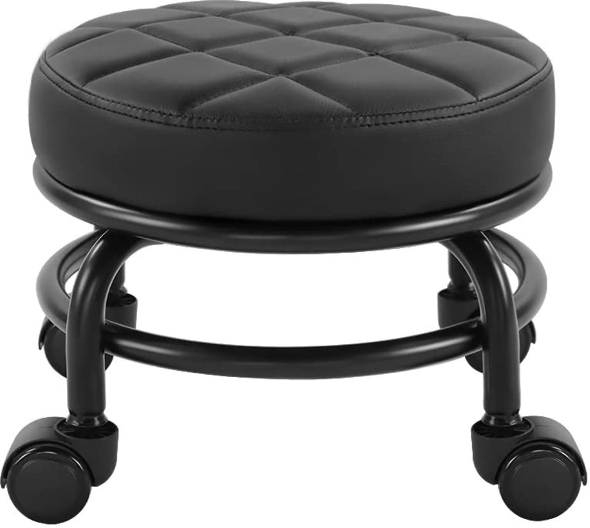 Dailygoods - Rolstoel Poef van PU Leer met Universele Wielen - Zwart