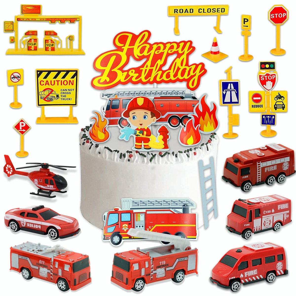 Dailygoods - Taartornament Brandweerwagen voor Feestelijke Taarten