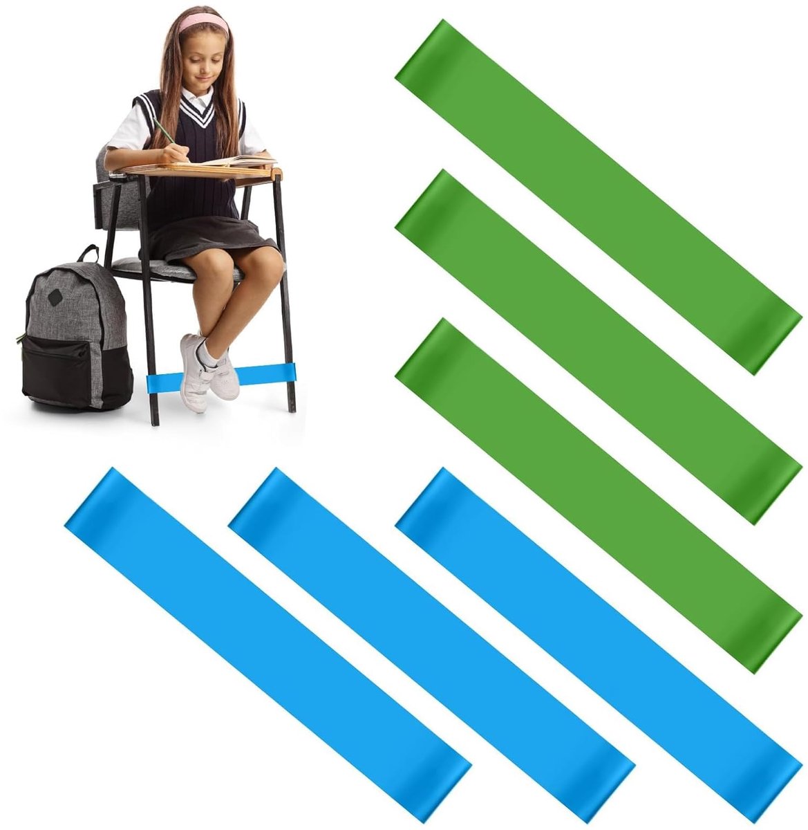 Dailygoods - Set van 6 Rekbanden voor Kinderen - Kleurige Elastische Stoelbanden
