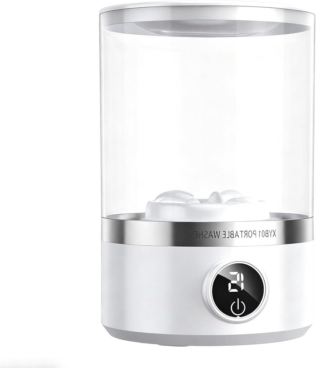 Mini Wasautomaat Reis Wasmachine Ondergoed Fijnwas Reinigen 3D Wrijvingsfunctie 1.7 Liter Wit