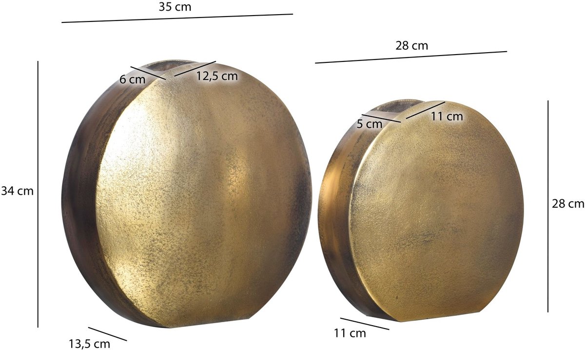 Vaas goud aluminium rond set 2 - WL7.179