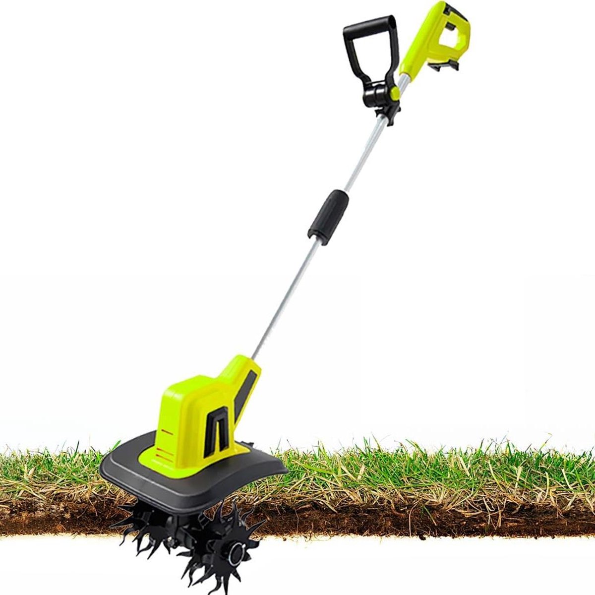 Draadloze Tuinfrees - Bodemfrees Rotavator - Tuinonderhoud Gazon - Lichtgewicht Compact Ontwerp - 22 cm Werkbreedte - Zwart
