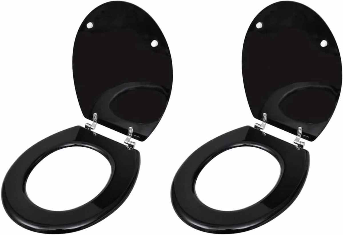 Toiletbril Set - WC-bril Deksel - Badkamer Verbetering - Universele Pasvorm - 2 stuks - Zwart