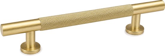Moderne gouden kastgreep met ruitvormig patroon.