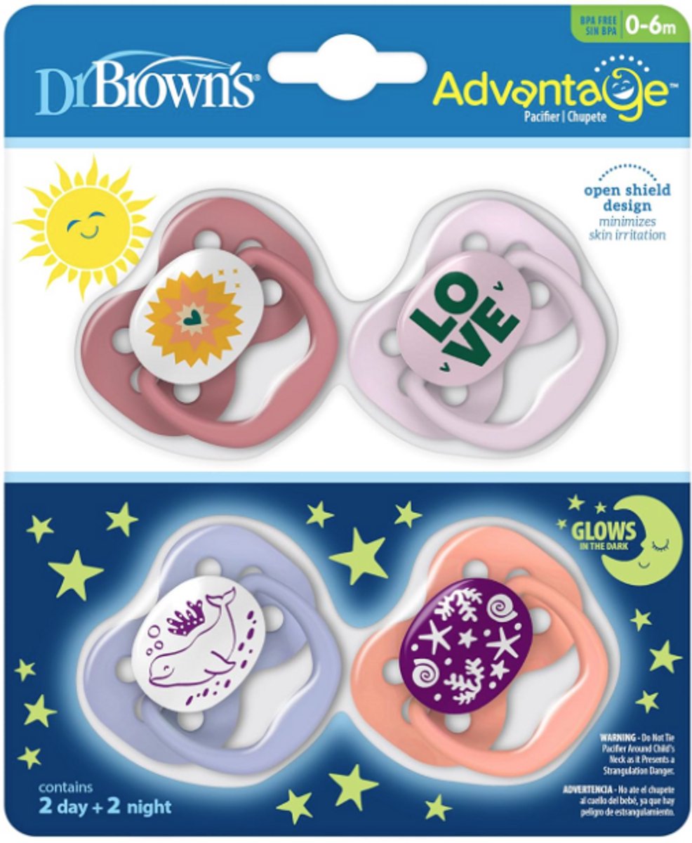 Dr. Brown’s Advantage Glow-in-the-Dark Fopspeen 0-6 maanden
