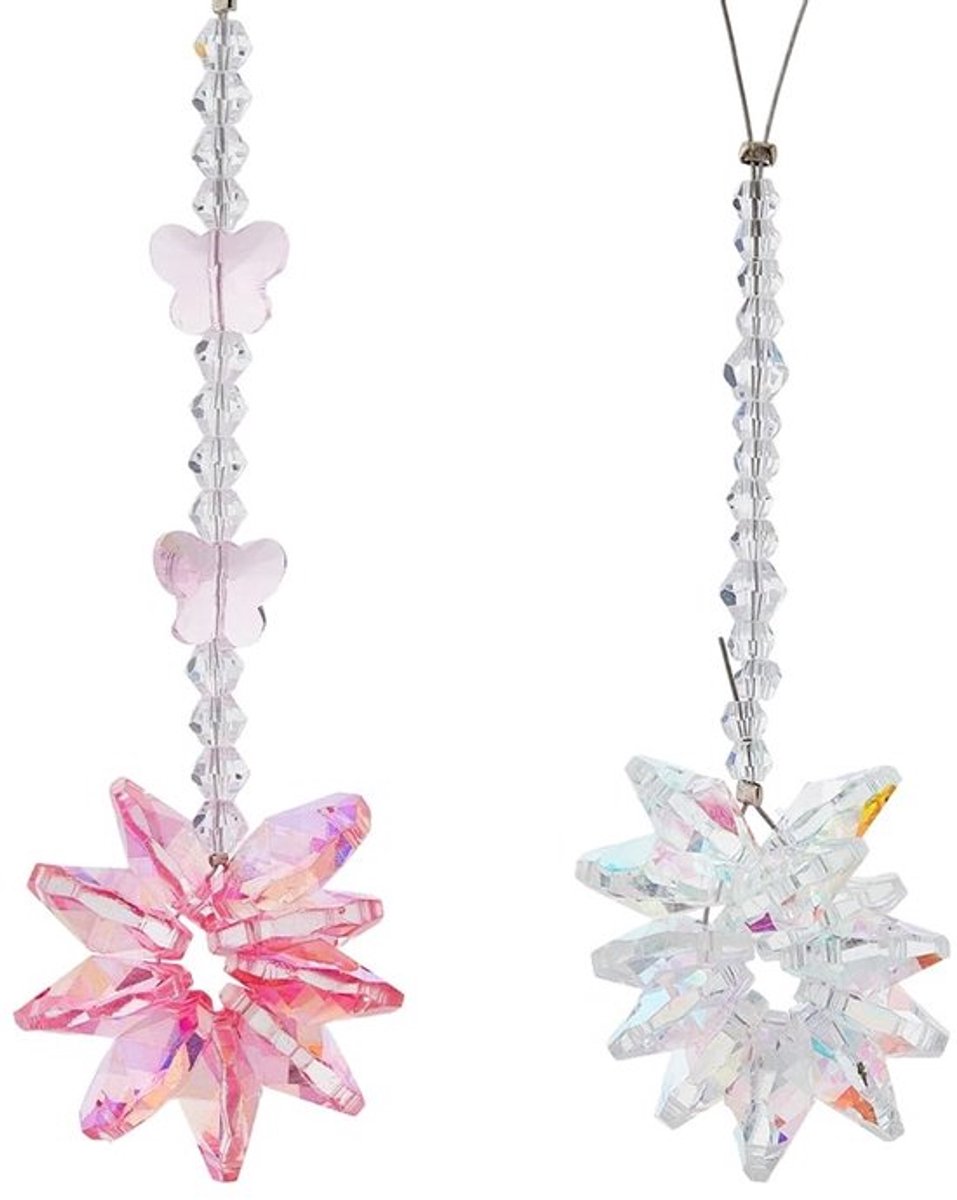 2 Stuks Sneeuwvlok Glas Hanger voor Kerstdecoratie