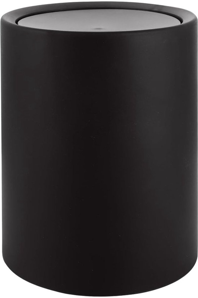 Vuilnisbak 8 liter - Zwarte Badkamer Prullenbak - 26 x 22 x 16,5 cm - BPA-vrij - Cosmetische emmer - Swingdeksel - Plastic afvalbak voor badkamer - Keuken - Kantoor