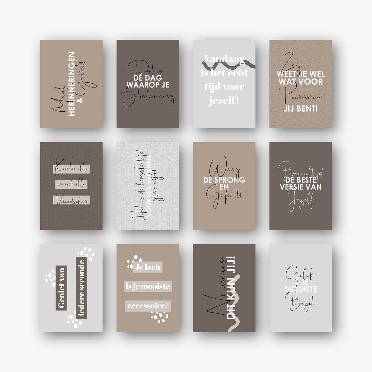 MOODZ design | Set kaarten 'Teksten en quotes' | A6 formaat | 12 kaarten | Ansichtkaarten set | postcards | postkaarten set | set 3