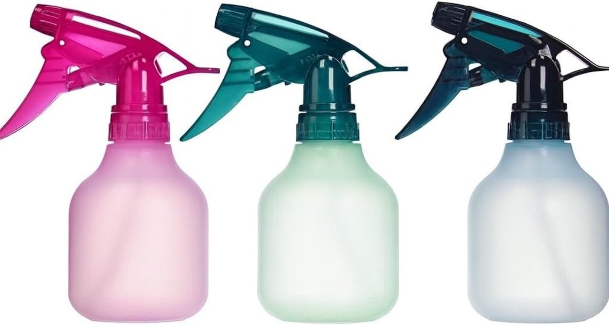 Dilara Professionele spuitflessen klein - 200 ml voor planten, bloemen en kappersbenodigdheden - Lege spuitfles (Groen, Paars en Roze)
