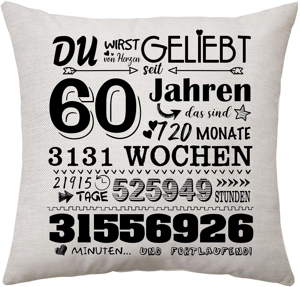 Kussenhoes 45 x 45 cm voor verjaardagscadeau of decoratie