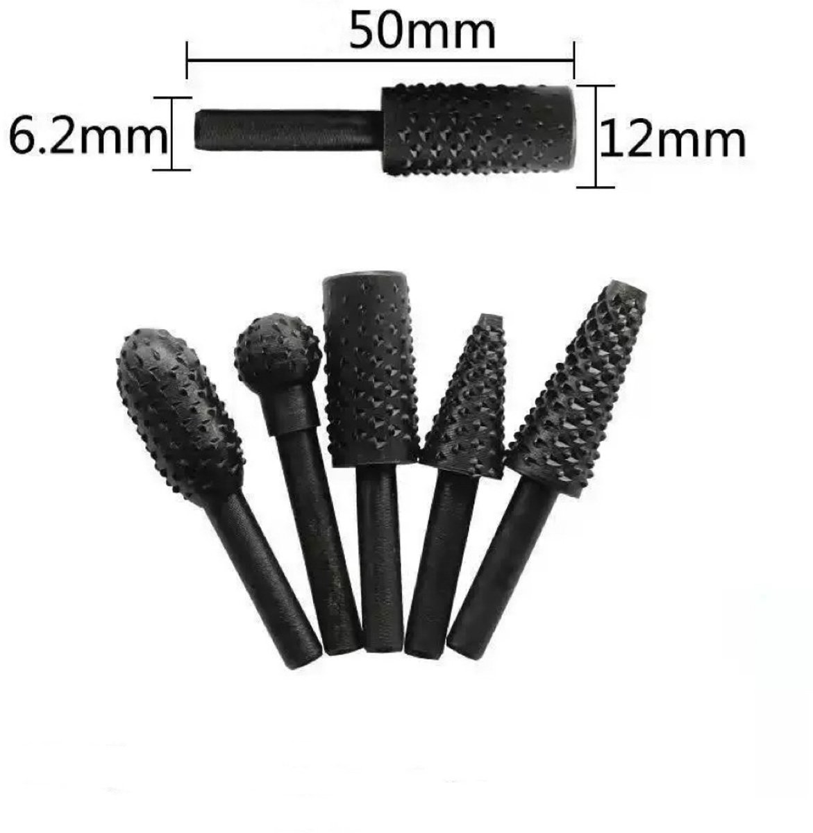 Rasp set 5 delig - Raspen - Freesvijlen set - Frezen - Frezenset - Houtraspen - Hout - Metaal - Zwart