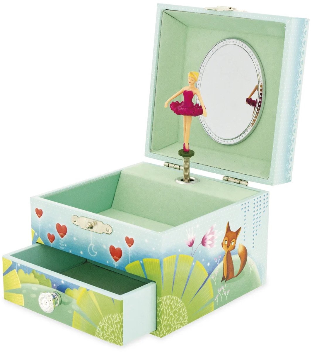Ulysee Muziekdoos Hey Jude - Sieradenkistje - 1 lade - rode ballerina - kistje 12x11x8,5 cm