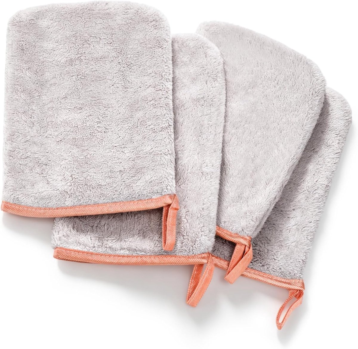 Set van 4 Microvezel Washandjes - Grijs - 16 x 23 cm - Koraalfleece - Voor Gezicht en Lichaam