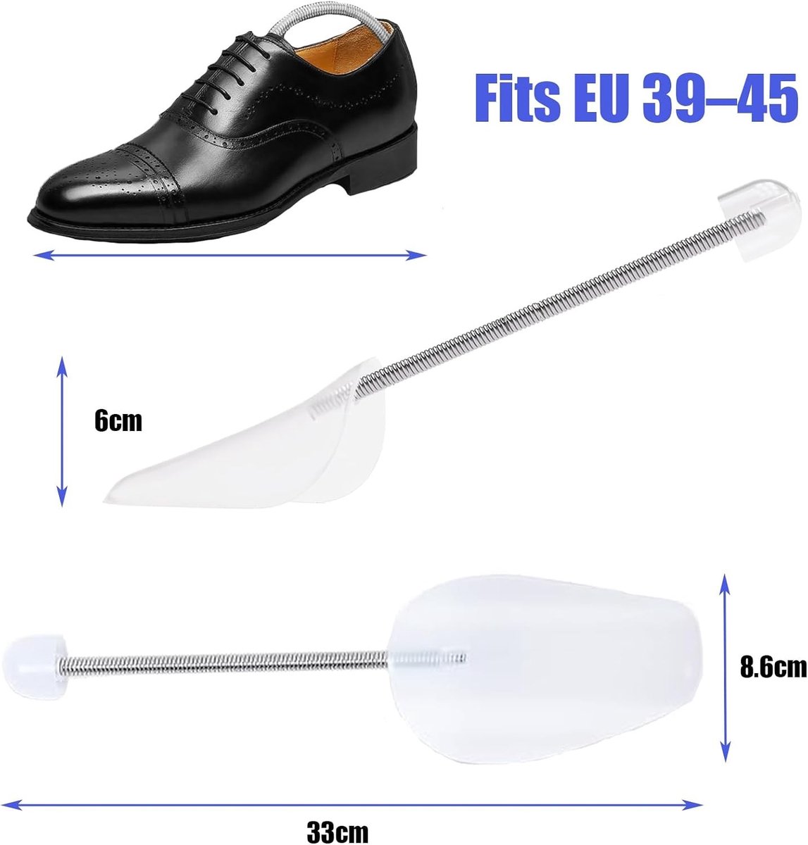 4 paar schoenspanners, verstelbaar, van kunststof met metalen veer, schoenvormers voor dames en heren, schoenspanner voor sportschoenen, leren schoenen, vrijetijdsschoenen, canvas schoenen
