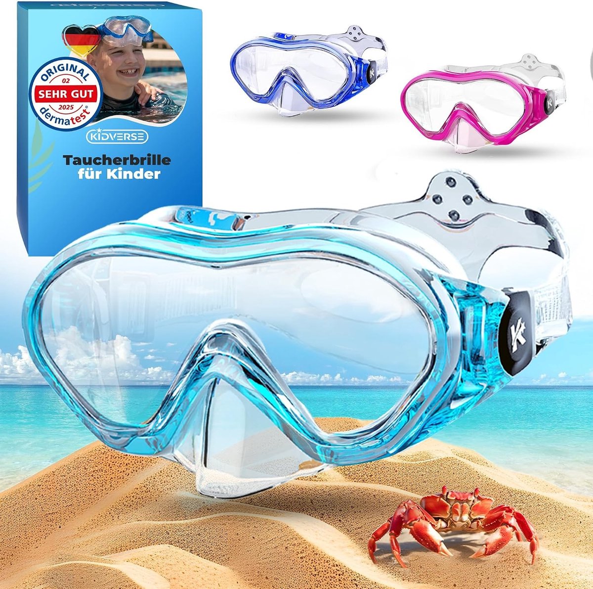 Duikbril - Siliconenband - Aqua - Comfortabele Duikbril voor Kinderen vanaf 5 Jaar