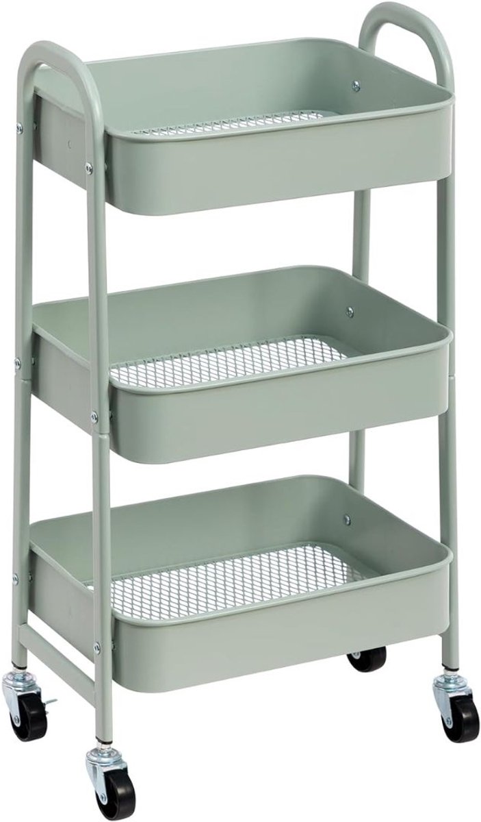 LNMsolutions® Keukentrolley - Keukentrolley Op Wieltjes - Badkamer Organizer - Turkoois - 42cm x 31cm x 11cm