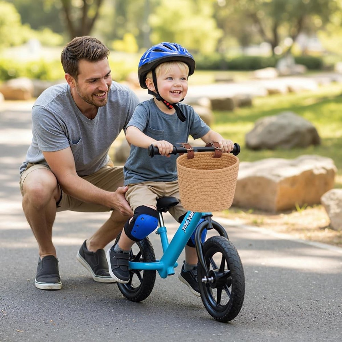 Fietsmand voor Kinderen - Beige - 12-20 inch - Handgeweven Katoenen Mand - Voor Fietsen en Scooters