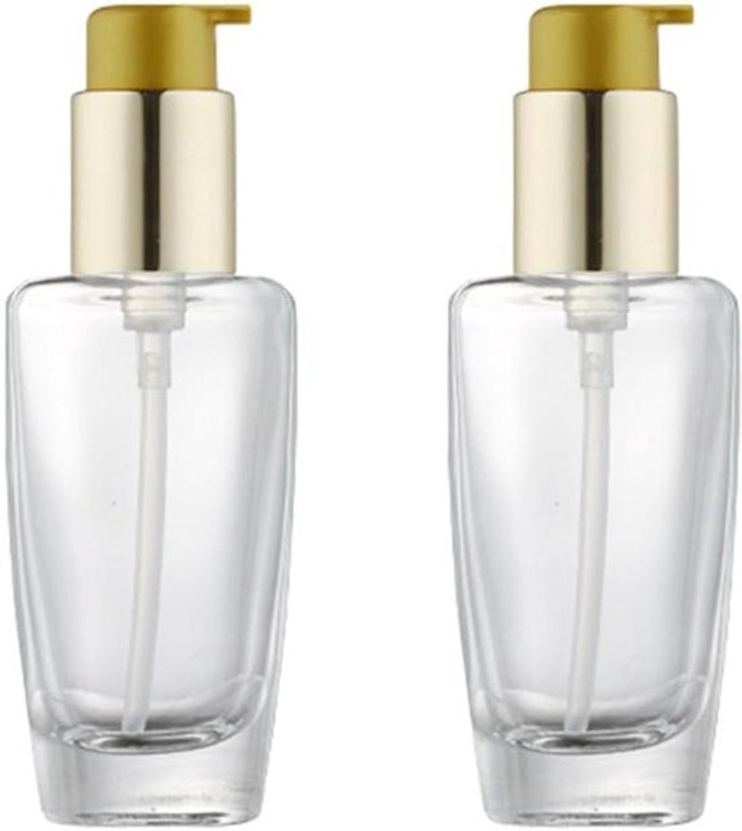 Lege Glazen Lotion Pompflessen 50ml - Draagbare Etherische Olie Dispenser - Make-up Container