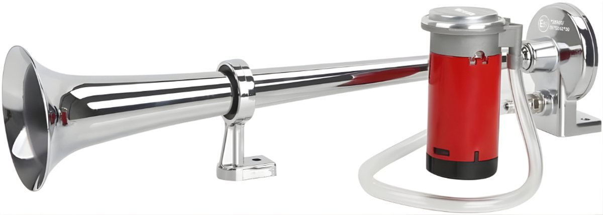 KIRA® Luchthoorn - Krachtige Signaalhoorn voor Voertuigen - Signaalhoorn voor Truck, Boot & Auto - Zilver - 44cm x 11cm x 10cm