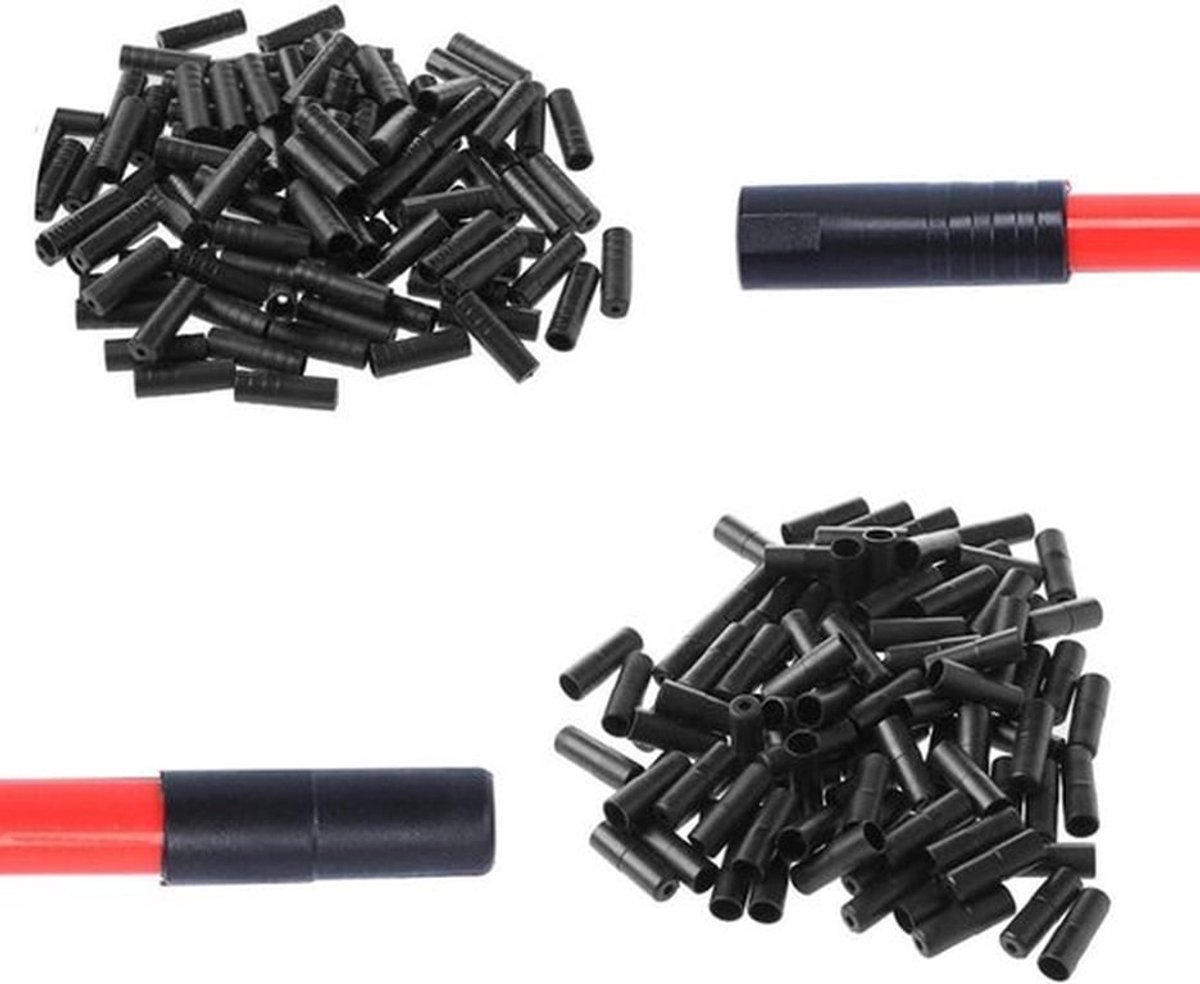 Fiets Derailleur Shift en Remdraad Kabel Behuizing Ferrule End Caps - Set van 200 stuks met 4mm Derailleur en 5mm Remkabel - Fietsaccessoires.