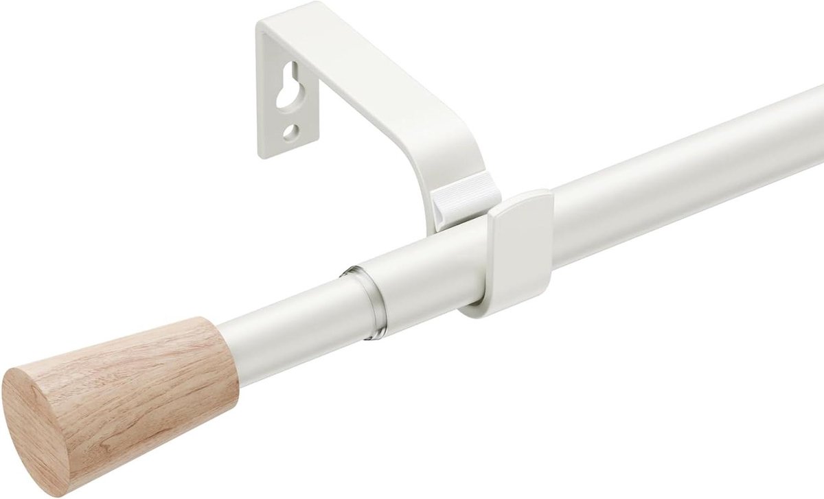 Gordijnroede Uitschuifbaar - Gordijnstang Verstelbaar - Woonkamer Decoratie - Uniek Design Eindstuk - 76-350 cm - Wit