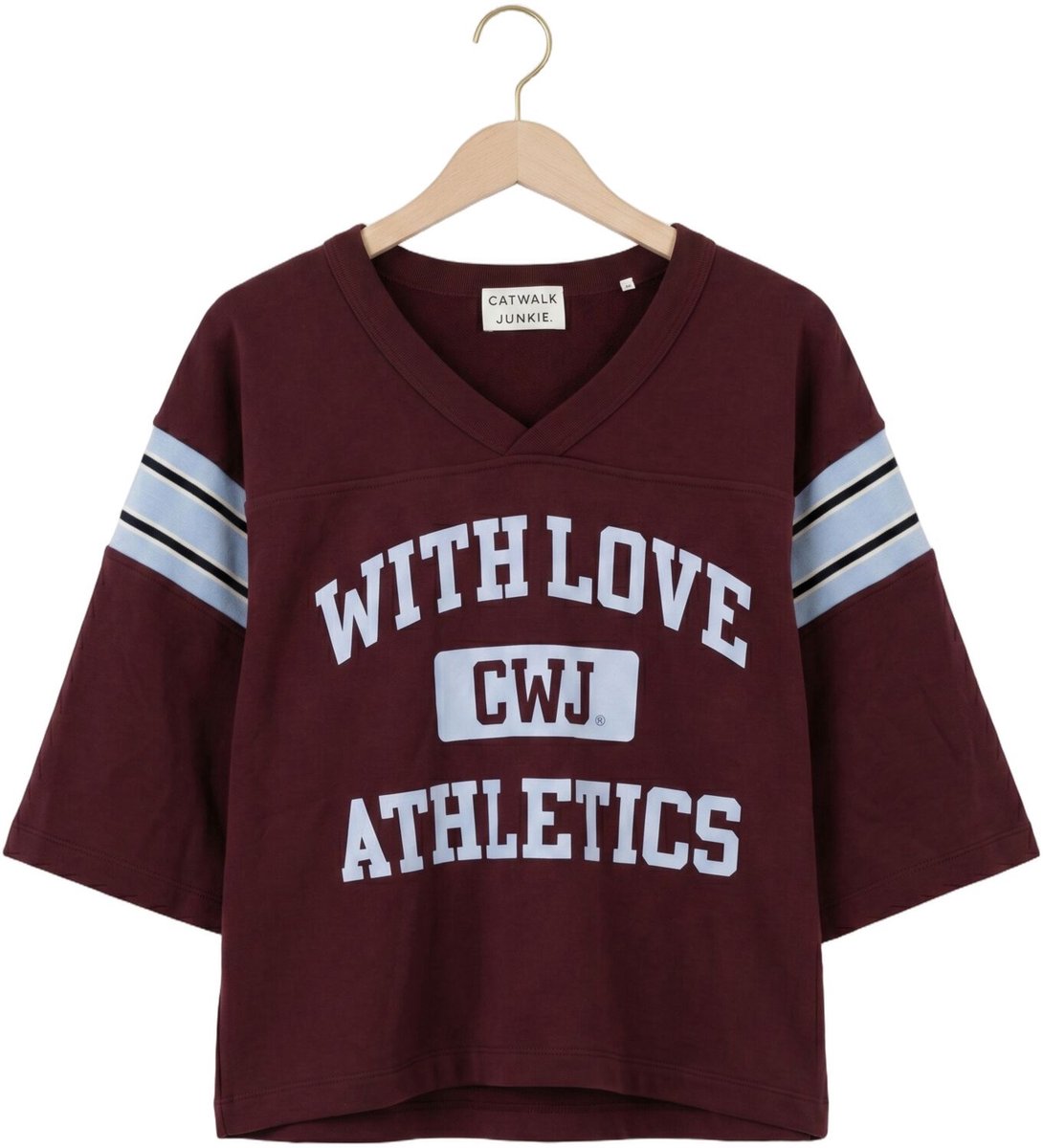 Catwalk Junkie Sporty Graphic Short Sleeve Sweater Tops & T-shirts Dames - Shirt - Bordeaux - Maat 40