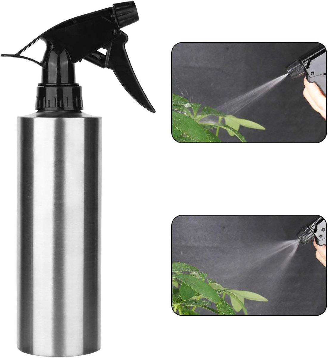 Spuitfles voor planten, spuitfles van roestvrij staal, plantensproeier, waterkoker, metalen gieter, 350 ml