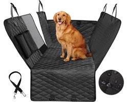 vailge Hondenstoelhoes voor achterbank, 100% waterdichte autostoelhoezen voor honden met gaasvenster, kraswerend anti-slip hond auto hangmat, autostoelhoezen voor honden, hondenachterbankhoes,