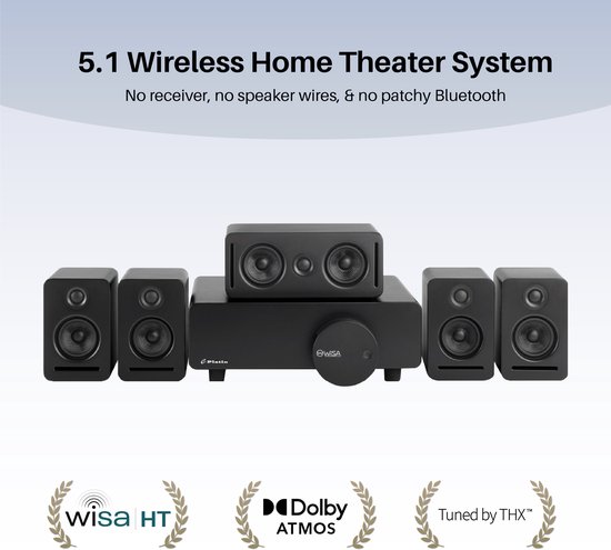 COVREO Home cinema-set 5.1 zwart, draadloos met Dolby Atmos en WiSA — afbeelding 5