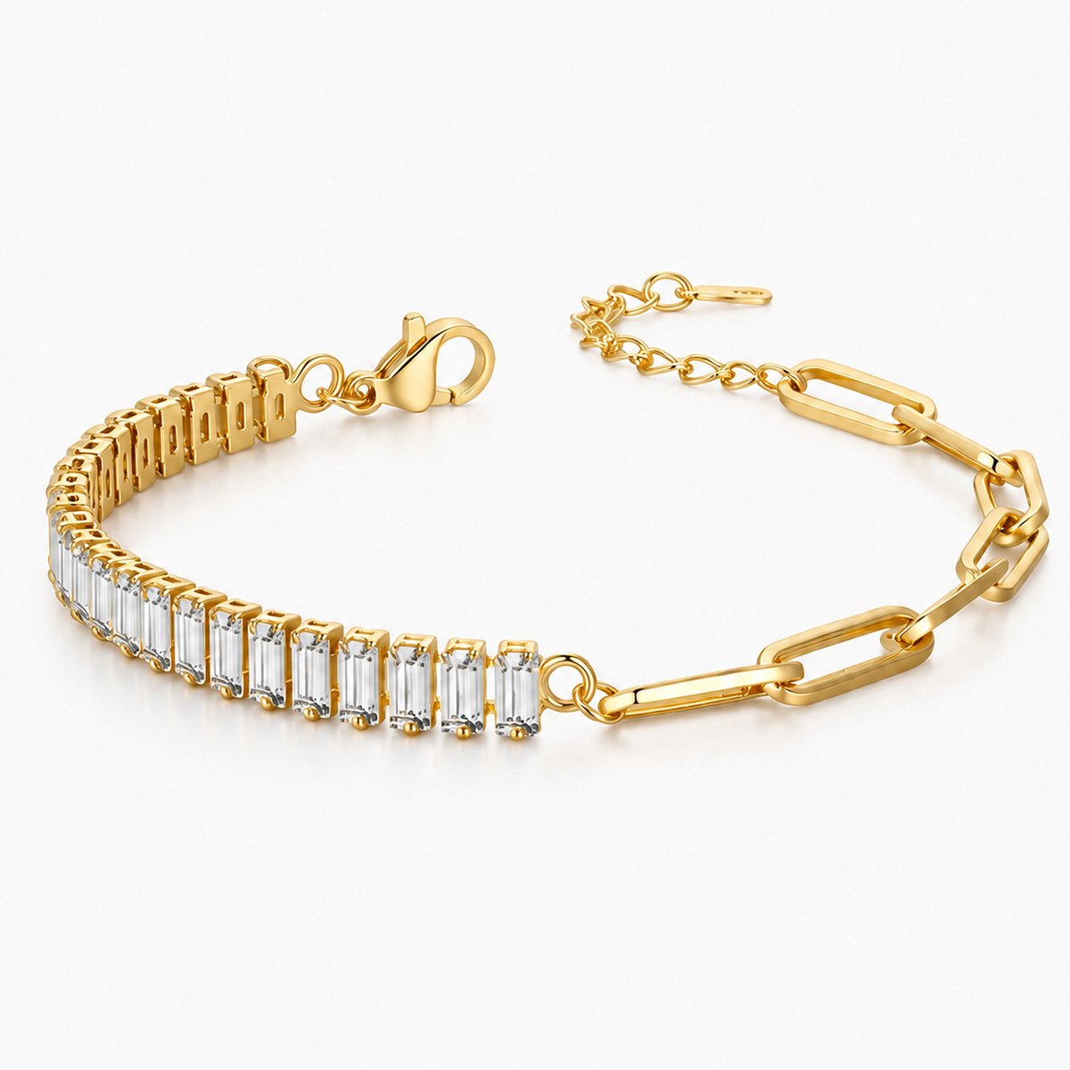 LGT JWLS - Dames armband - Schakelarmband - Witte zirkonia