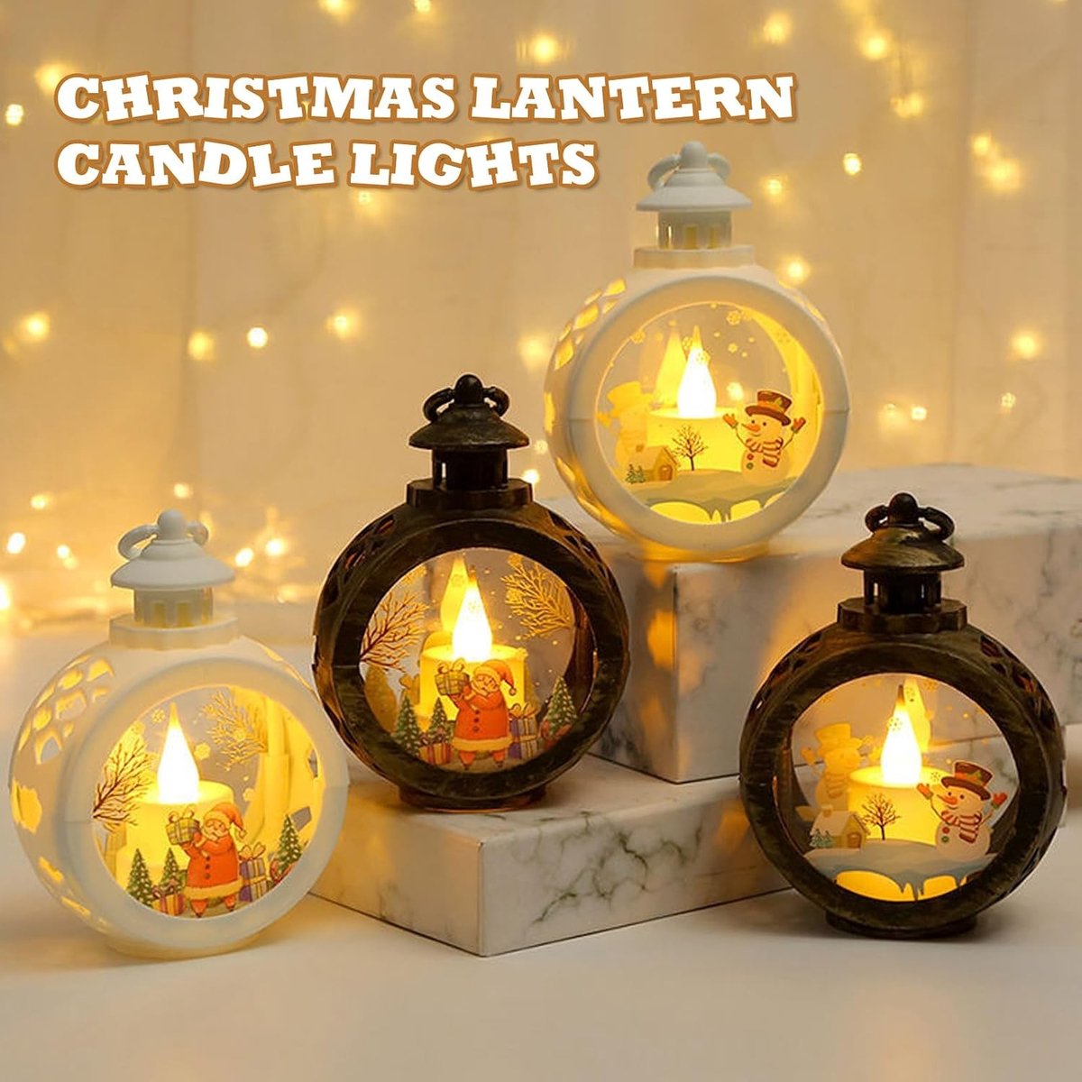Kerstdecoratie LED-kerstlantaarn windlicht - voor binnen - vintage design – foto 4